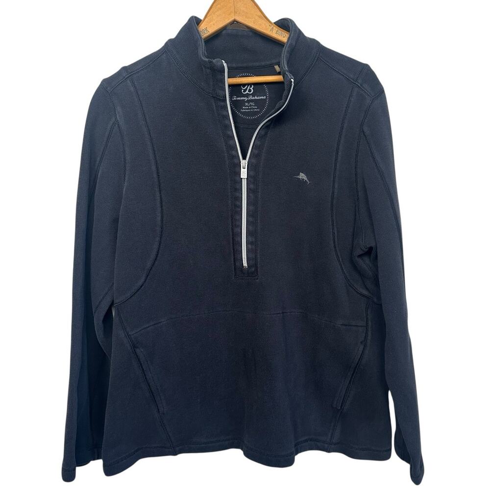 Tommy Bahama Women's Black Aruba Angle Pocket Half-Zip Sweatshirt Size Large